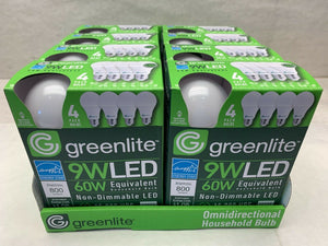 Greenlite - 4 pack - 9W LED Bulb 60W Equivalent- Non-Dimmable